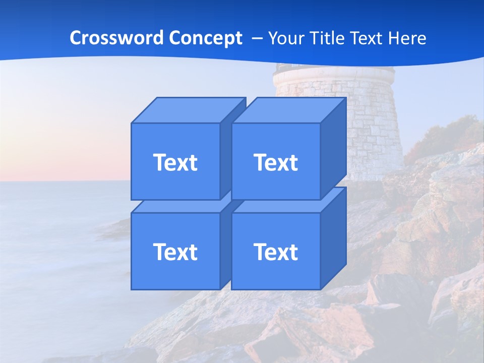 A Lighthouse On A Rocky Shore With The Ocean In The Background PowerPoint Template