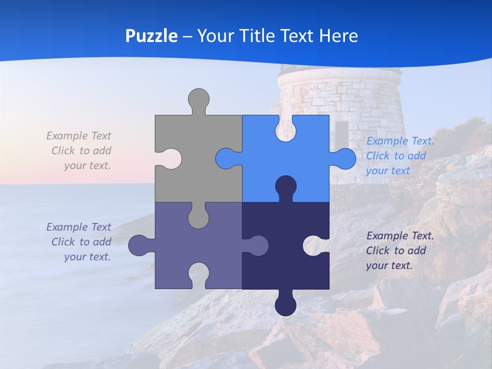 A Lighthouse On A Rocky Shore With The Ocean In The Background PowerPoint Template