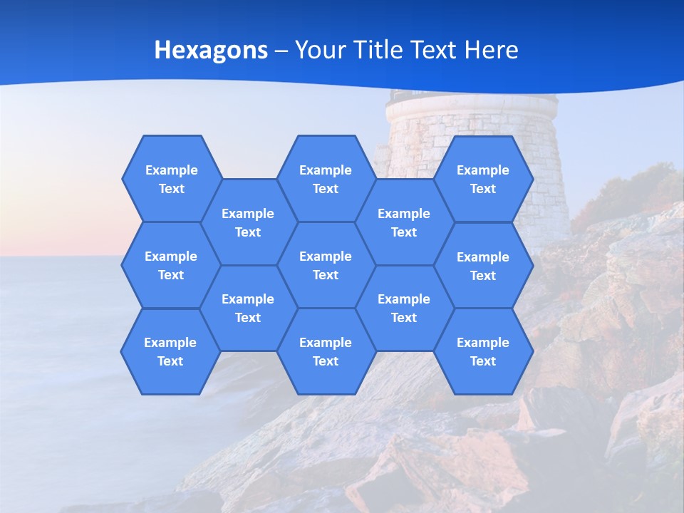 A Lighthouse On A Rocky Shore With The Ocean In The Background PowerPoint Template