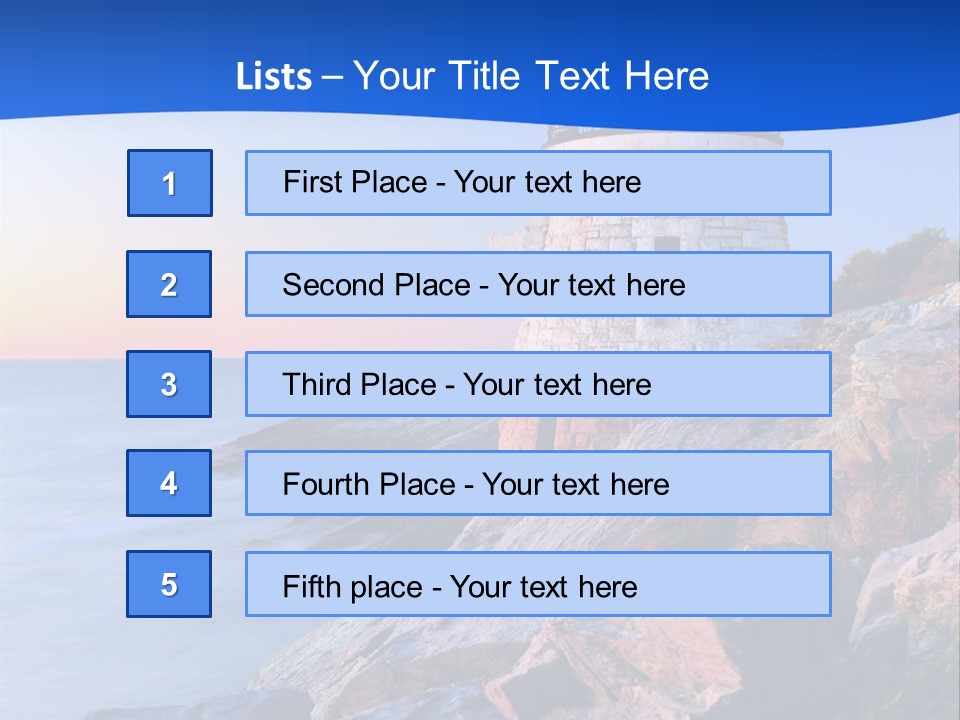A Lighthouse On A Rocky Shore With The Ocean In The Background PowerPoint Template