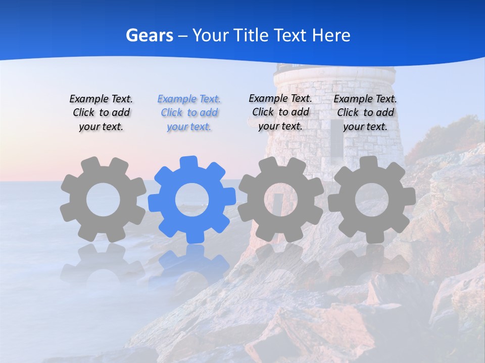 A Lighthouse On A Rocky Shore With The Ocean In The Background PowerPoint Template