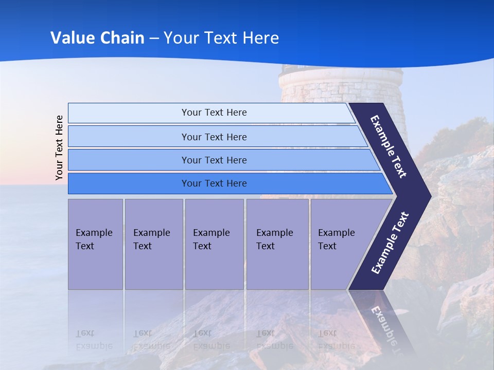 A Lighthouse On A Rocky Shore With The Ocean In The Background PowerPoint Template