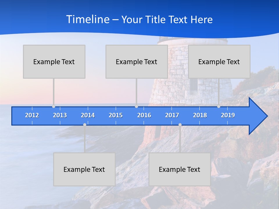 A Lighthouse On A Rocky Shore With The Ocean In The Background PowerPoint Template