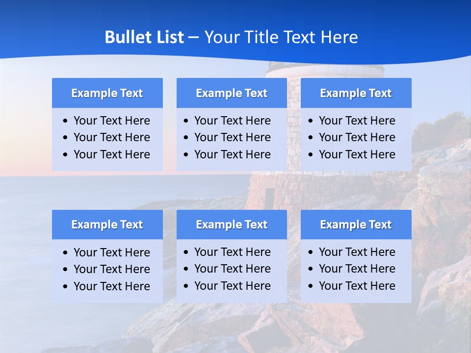 A Lighthouse On A Rocky Shore With The Ocean In The Background PowerPoint Template