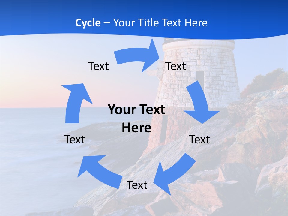 A Lighthouse On A Rocky Shore With The Ocean In The Background PowerPoint Template