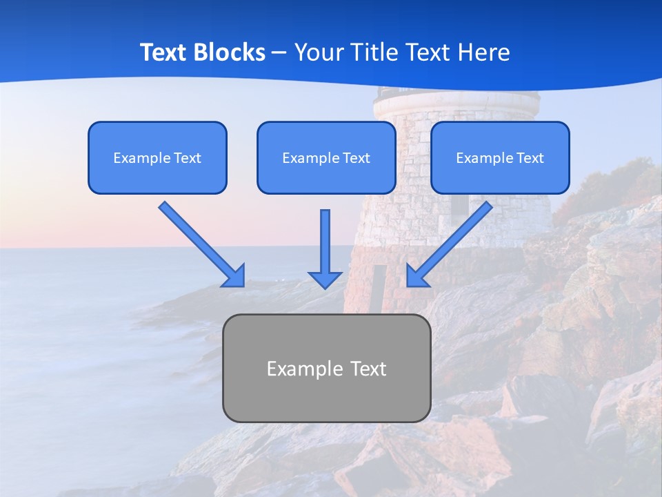 A Lighthouse On A Rocky Shore With The Ocean In The Background PowerPoint Template