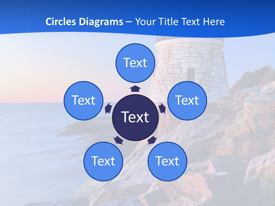 A Lighthouse On A Rocky Shore With The Ocean In The Background PowerPoint Template