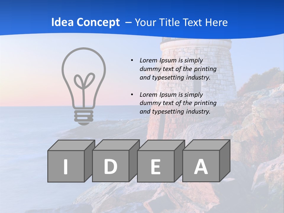 A Lighthouse On A Rocky Shore With The Ocean In The Background PowerPoint Template