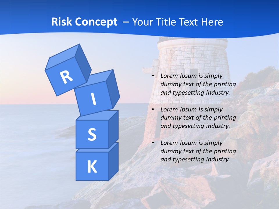 A Lighthouse On A Rocky Shore With The Ocean In The Background PowerPoint Template