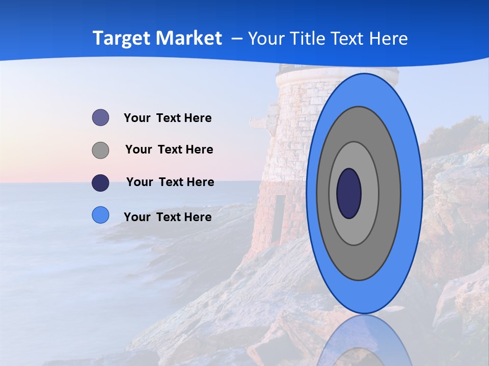 A Lighthouse On A Rocky Shore With The Ocean In The Background PowerPoint Template