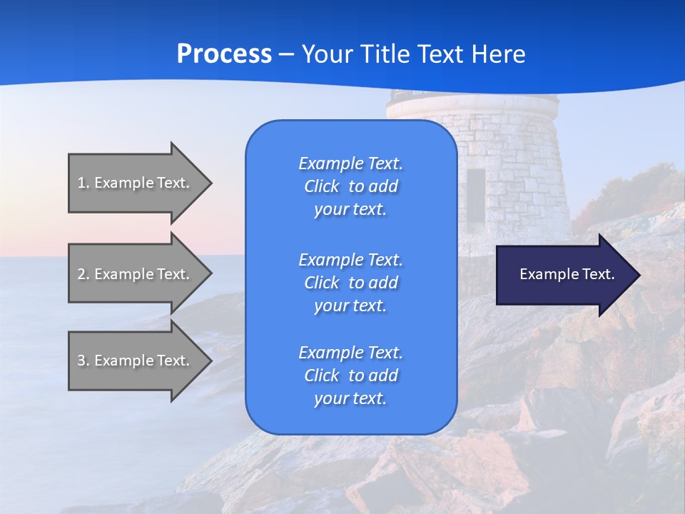 A Lighthouse On A Rocky Shore With The Ocean In The Background PowerPoint Template