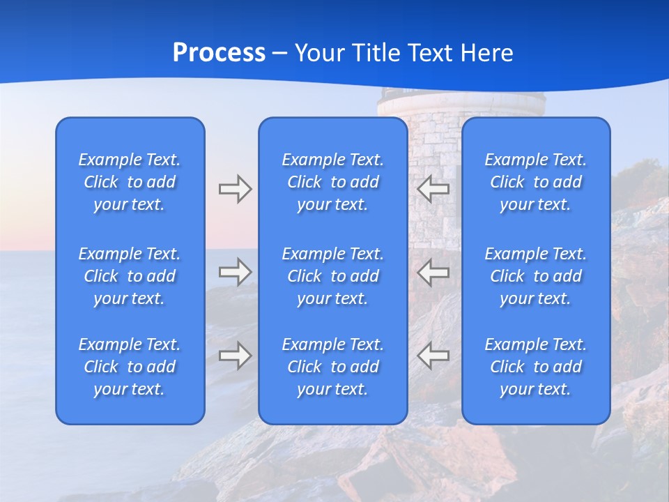 A Lighthouse On A Rocky Shore With The Ocean In The Background PowerPoint Template