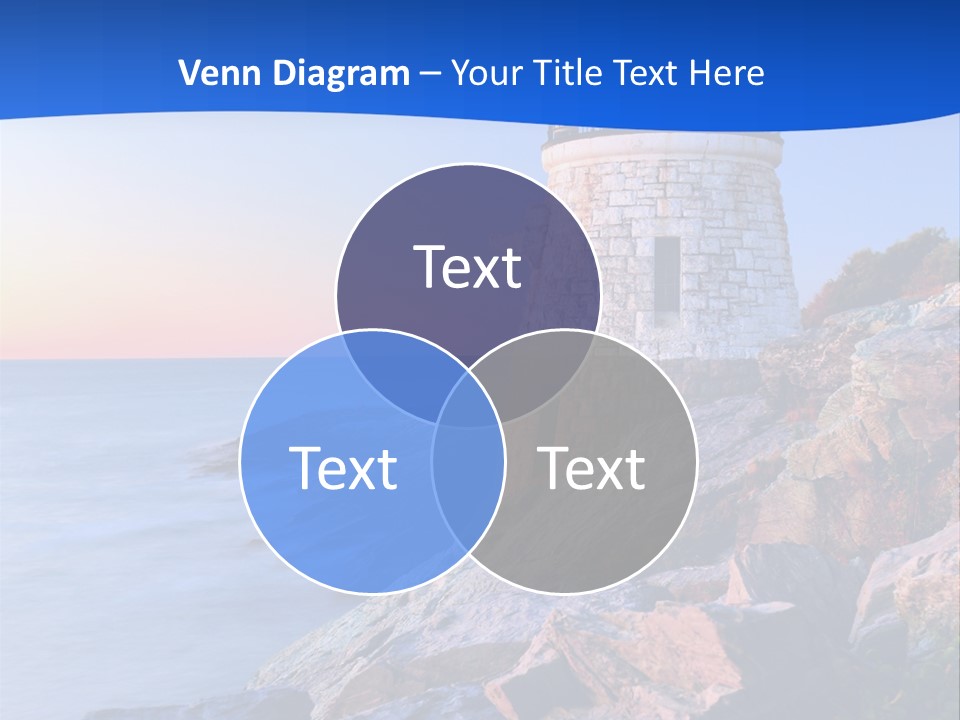 A Lighthouse On A Rocky Shore With The Ocean In The Background PowerPoint Template