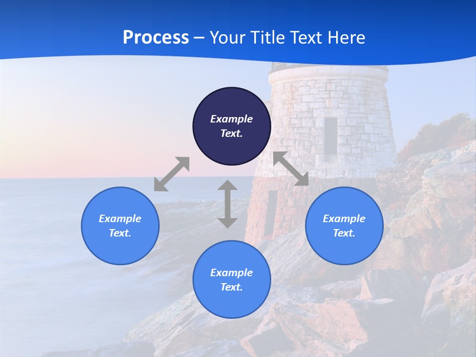 A Lighthouse On A Rocky Shore With The Ocean In The Background PowerPoint Template