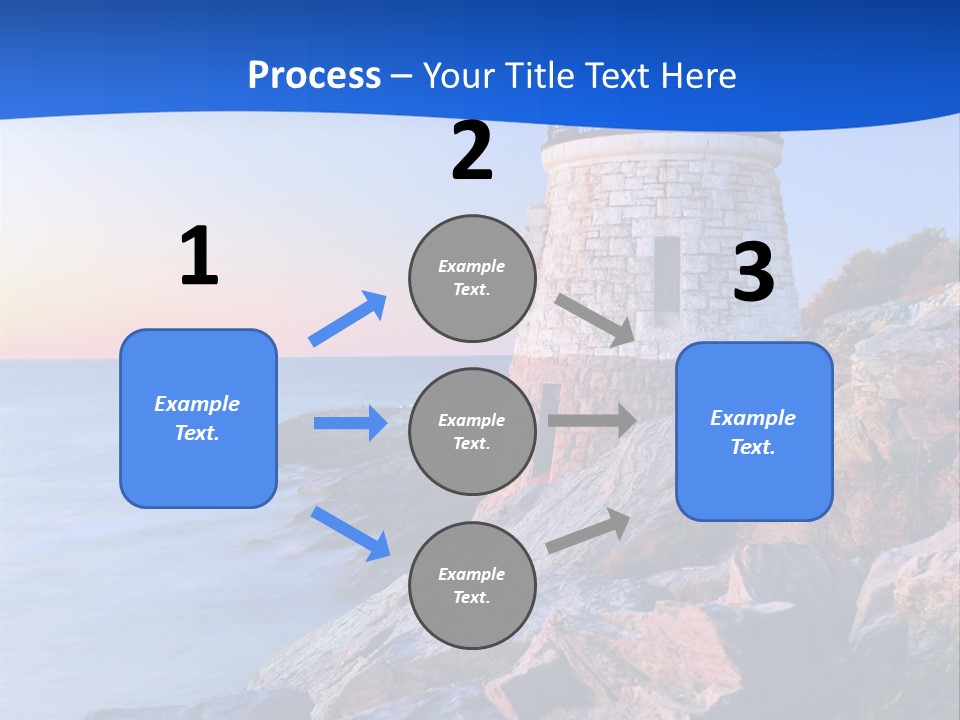 A Lighthouse On A Rocky Shore With The Ocean In The Background PowerPoint Template