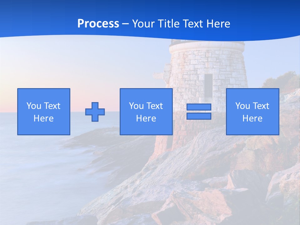 A Lighthouse On A Rocky Shore With The Ocean In The Background PowerPoint Template