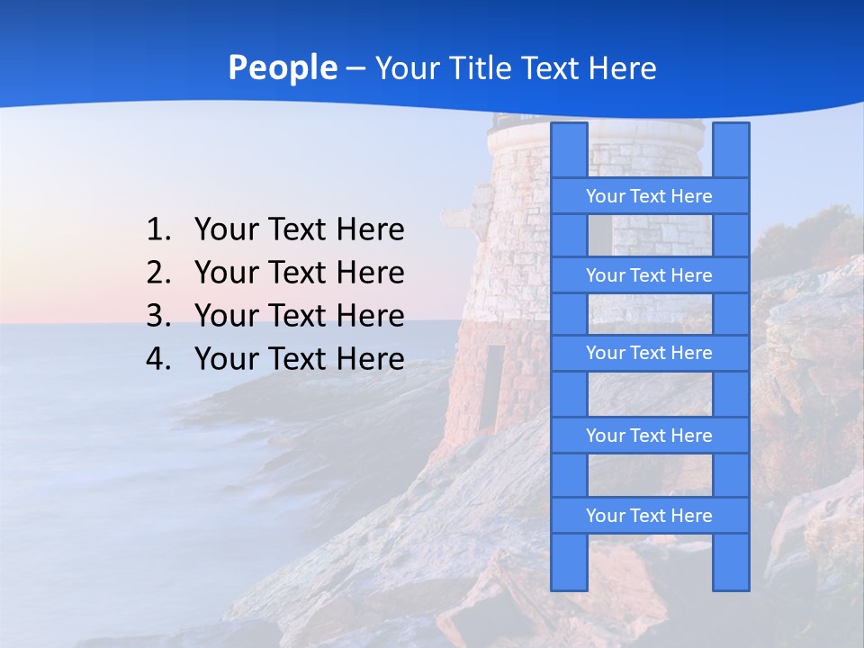 A Lighthouse On A Rocky Shore With The Ocean In The Background PowerPoint Template