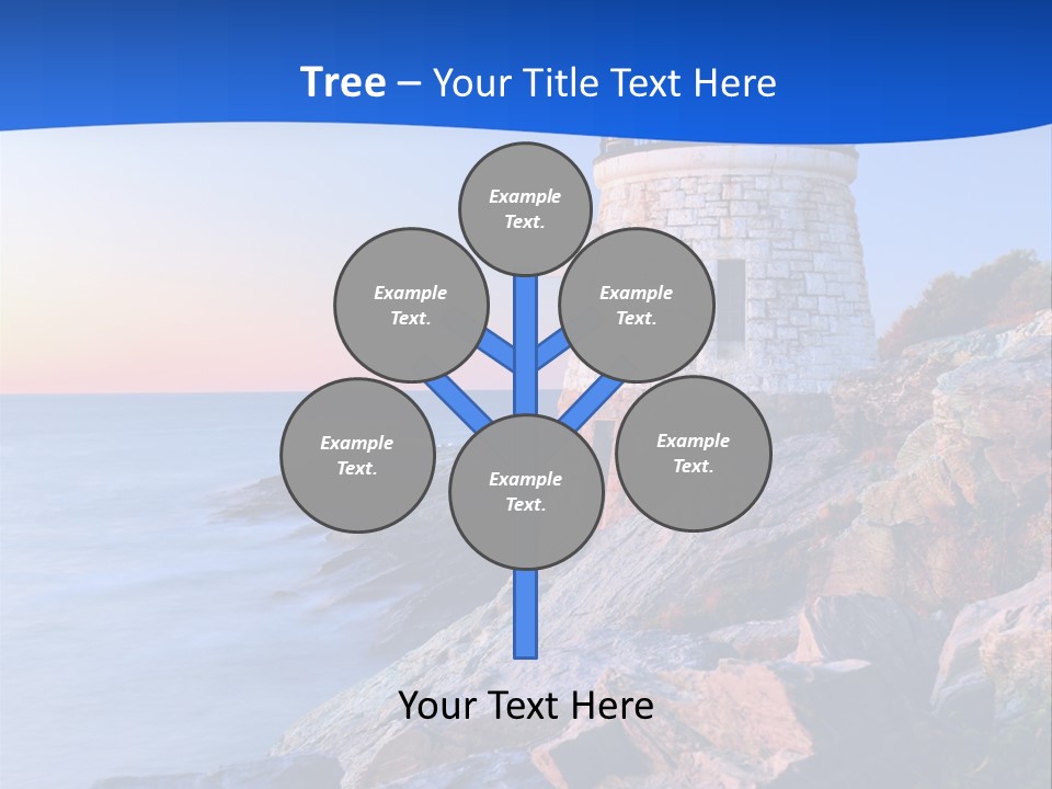 A Lighthouse On A Rocky Shore With The Ocean In The Background PowerPoint Template