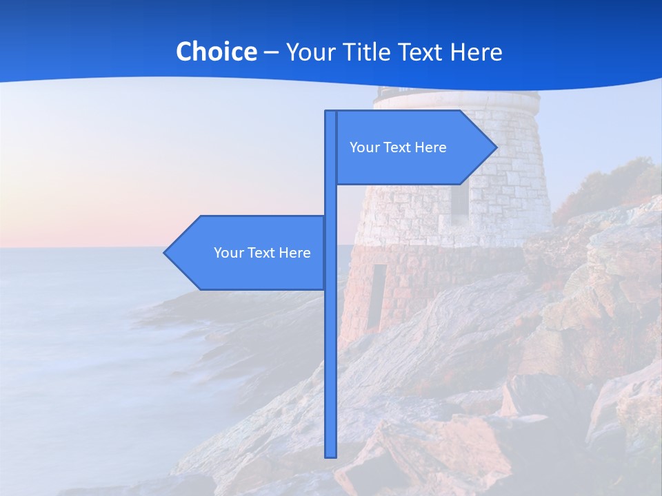 A Lighthouse On A Rocky Shore With The Ocean In The Background PowerPoint Template