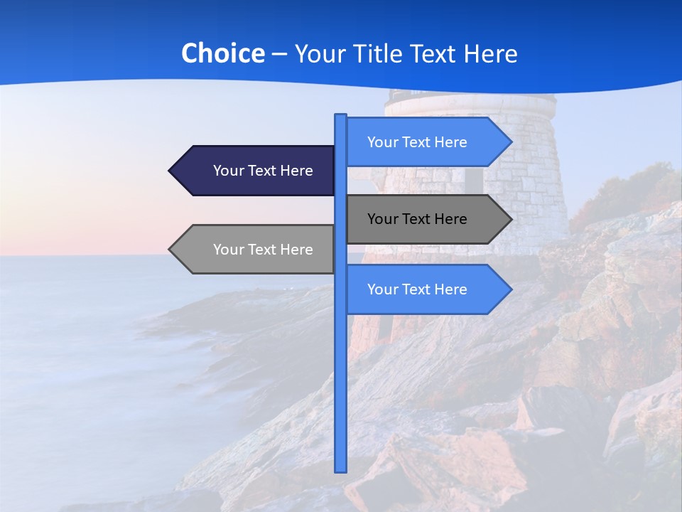A Lighthouse On A Rocky Shore With The Ocean In The Background PowerPoint Template