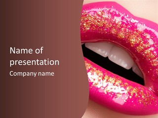 Closeup Lipgloss Mouth PowerPoint Template