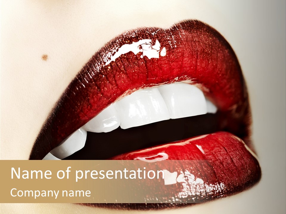 Mouth Model Make Up PowerPoint Template