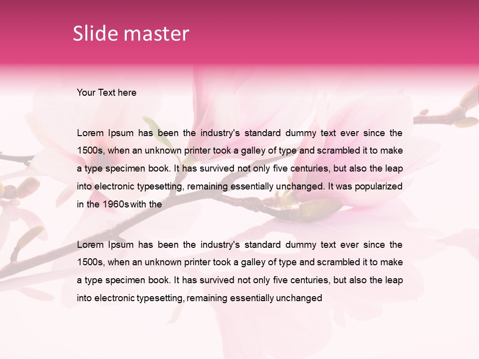Pink Spring Flowers With Reflection PowerPoint Template