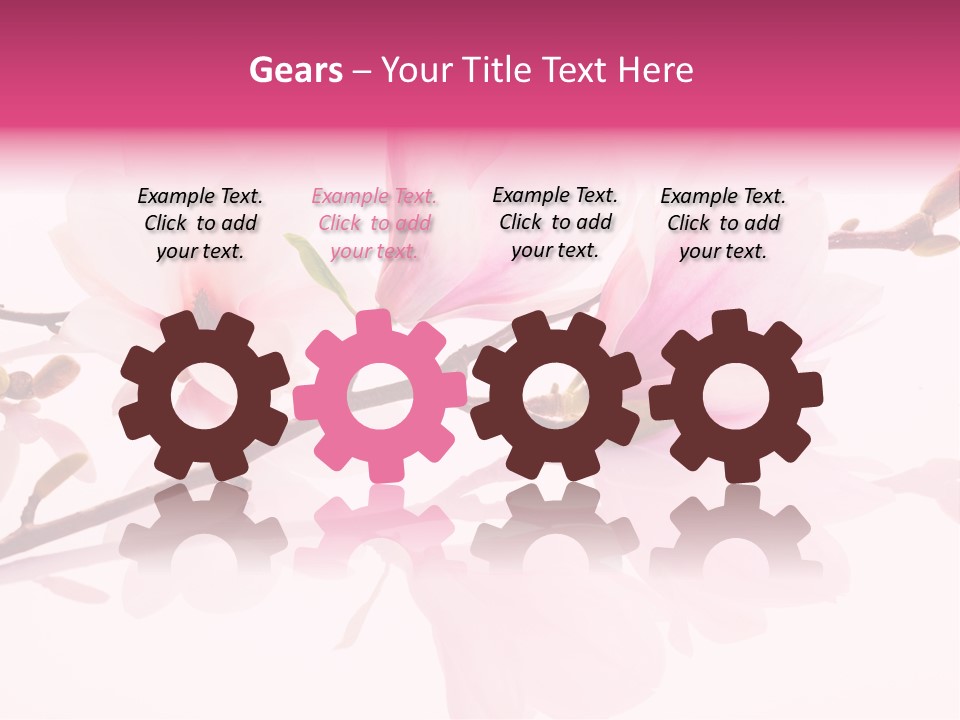 Pink Spring Flowers With Reflection PowerPoint Template
