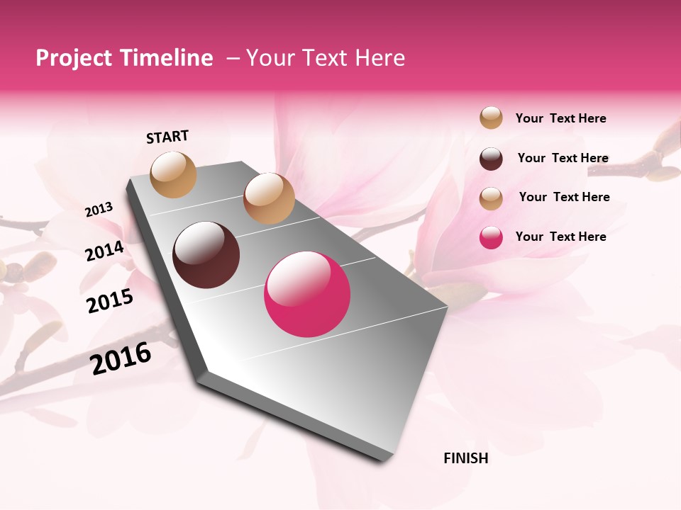 Pink Spring Flowers With Reflection PowerPoint Template