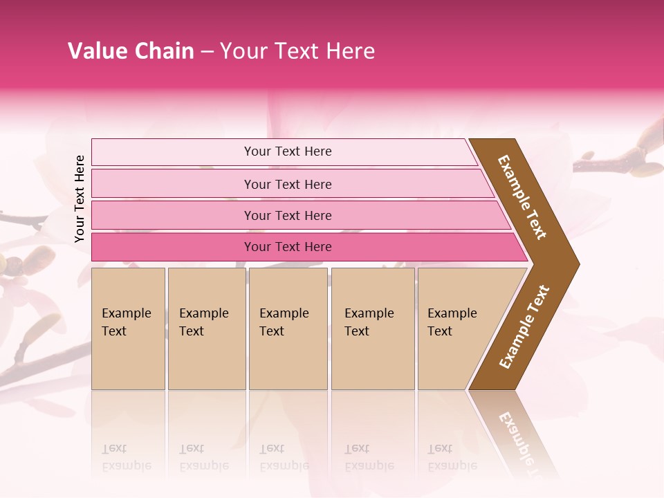 Pink Spring Flowers With Reflection PowerPoint Template