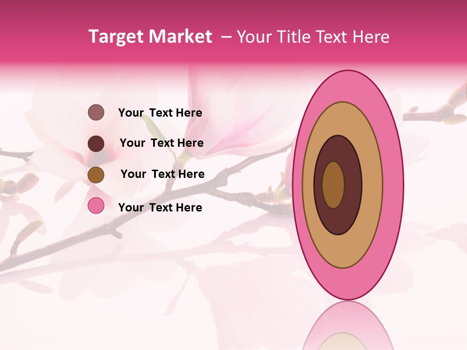 Pink Spring Flowers With Reflection PowerPoint Template