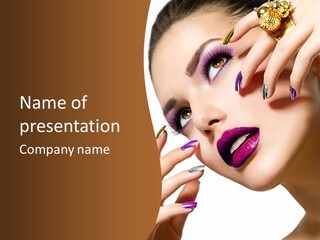 Brunette Cosmetic Golden PowerPoint Template