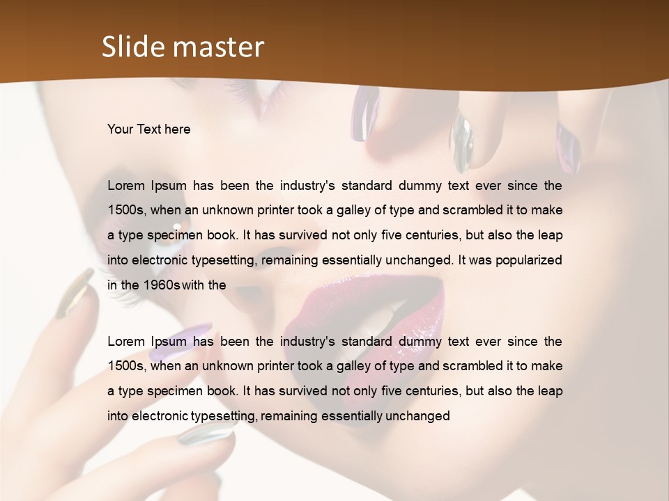 Brunette Cosmetic Golden PowerPoint Template