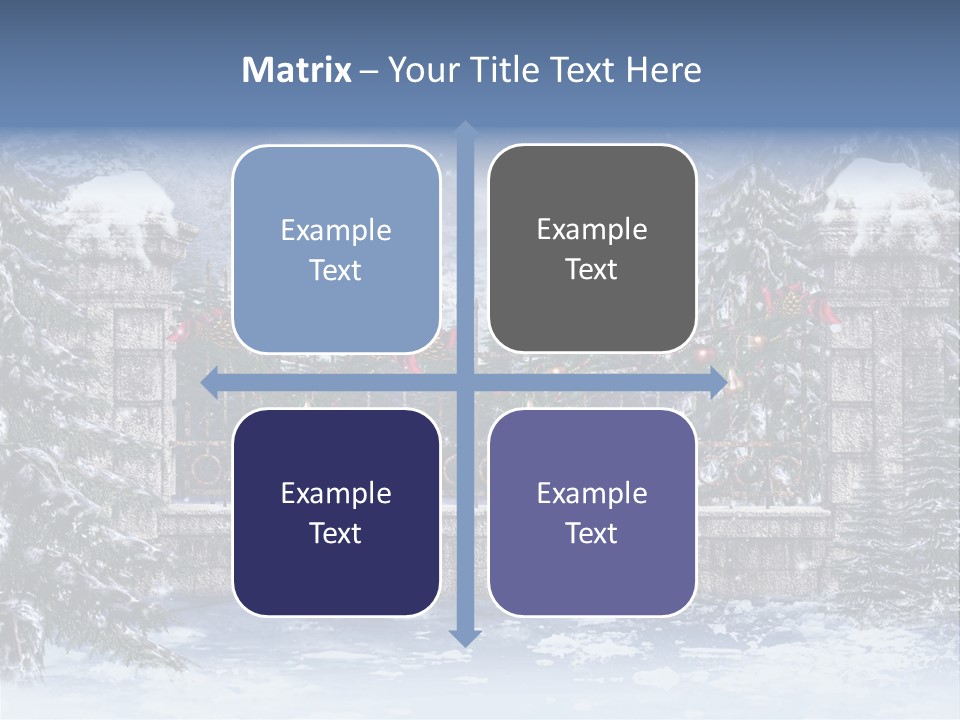 A Gate With Christmas Decorations On It In The Snow PowerPoint Template