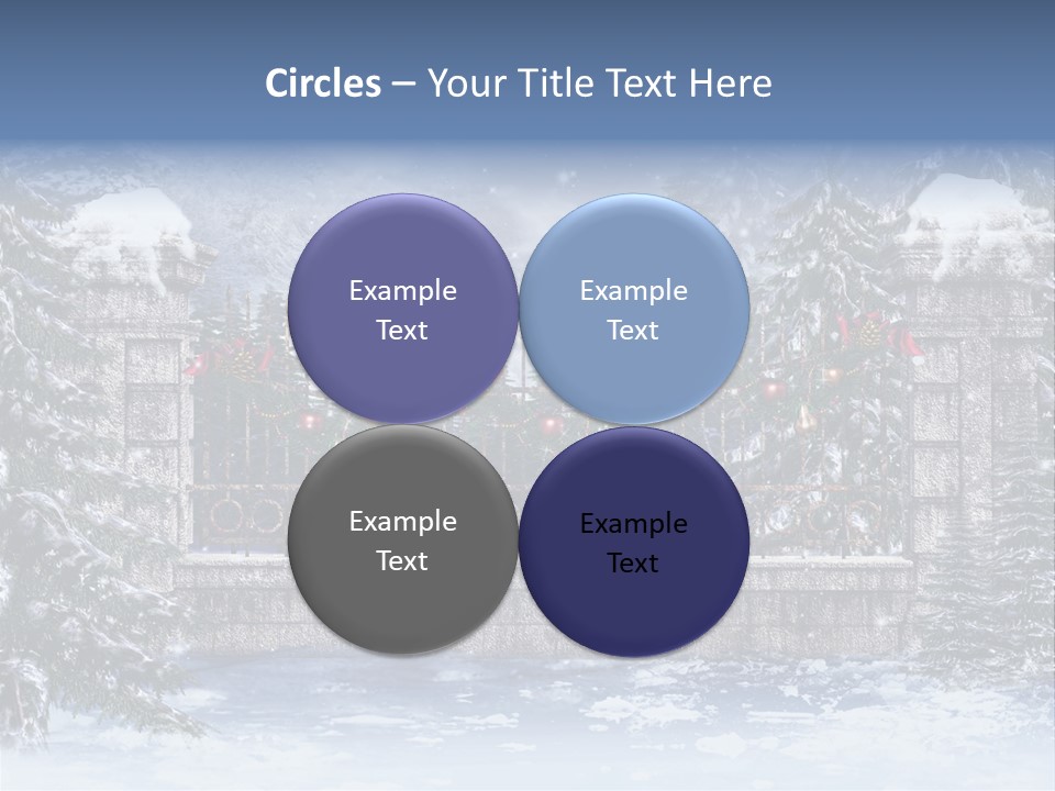 A Gate With Christmas Decorations On It In The Snow PowerPoint Template