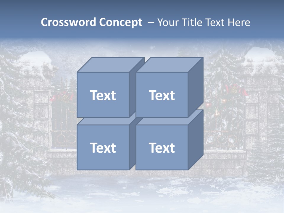 A Gate With Christmas Decorations On It In The Snow PowerPoint Template