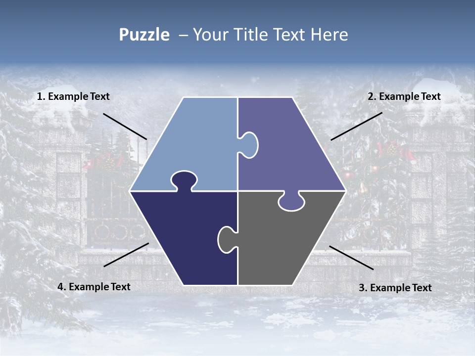 A Gate With Christmas Decorations On It In The Snow PowerPoint Template