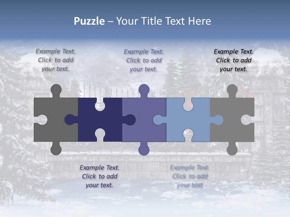 A Gate With Christmas Decorations On It In The Snow PowerPoint Template