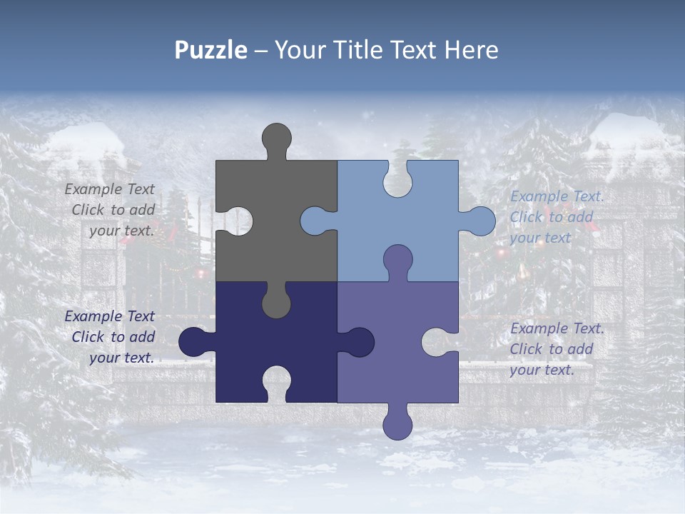 A Gate With Christmas Decorations On It In The Snow PowerPoint Template