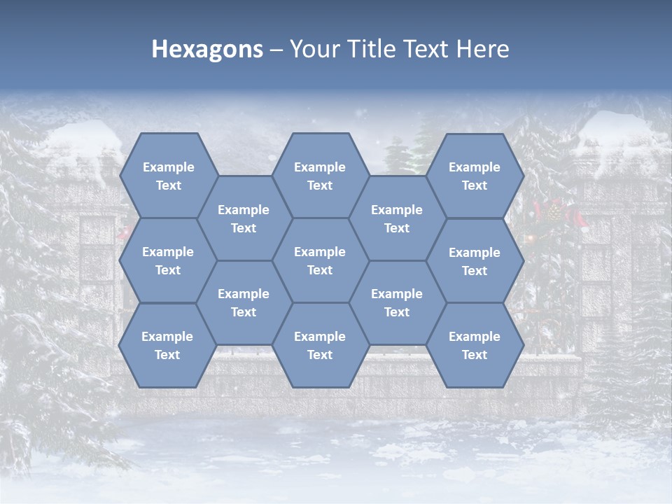 A Gate With Christmas Decorations On It In The Snow PowerPoint Template