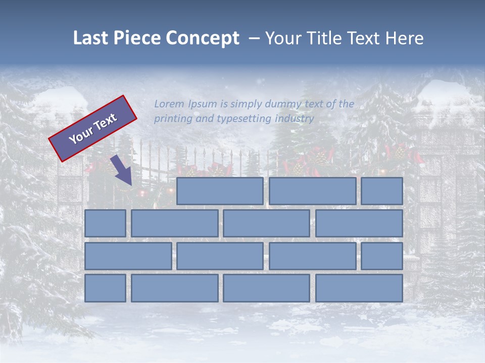 A Gate With Christmas Decorations On It In The Snow PowerPoint Template