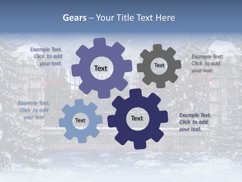 A Gate With Christmas Decorations On It In The Snow PowerPoint Template