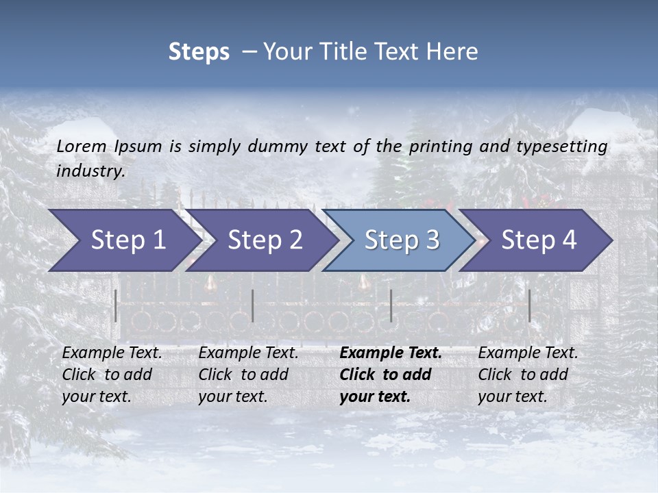 A Gate With Christmas Decorations On It In The Snow PowerPoint Template