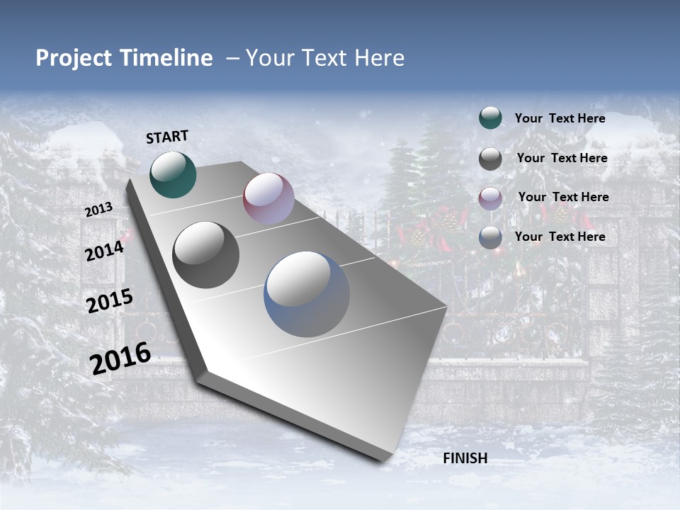 A Gate With Christmas Decorations On It In The Snow PowerPoint Template