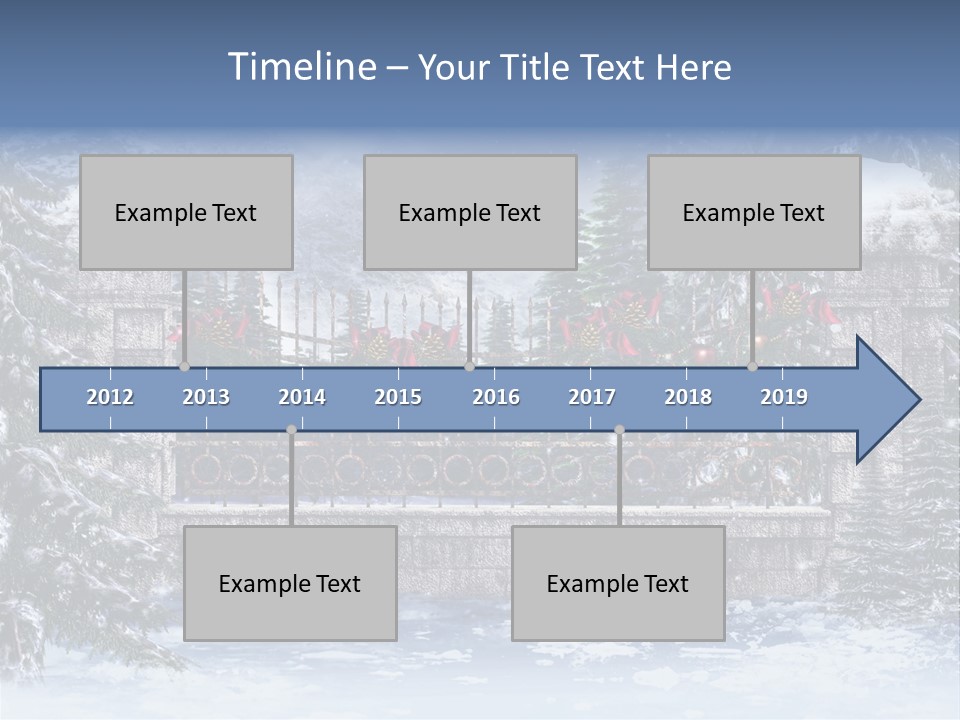 A Gate With Christmas Decorations On It In The Snow PowerPoint Template