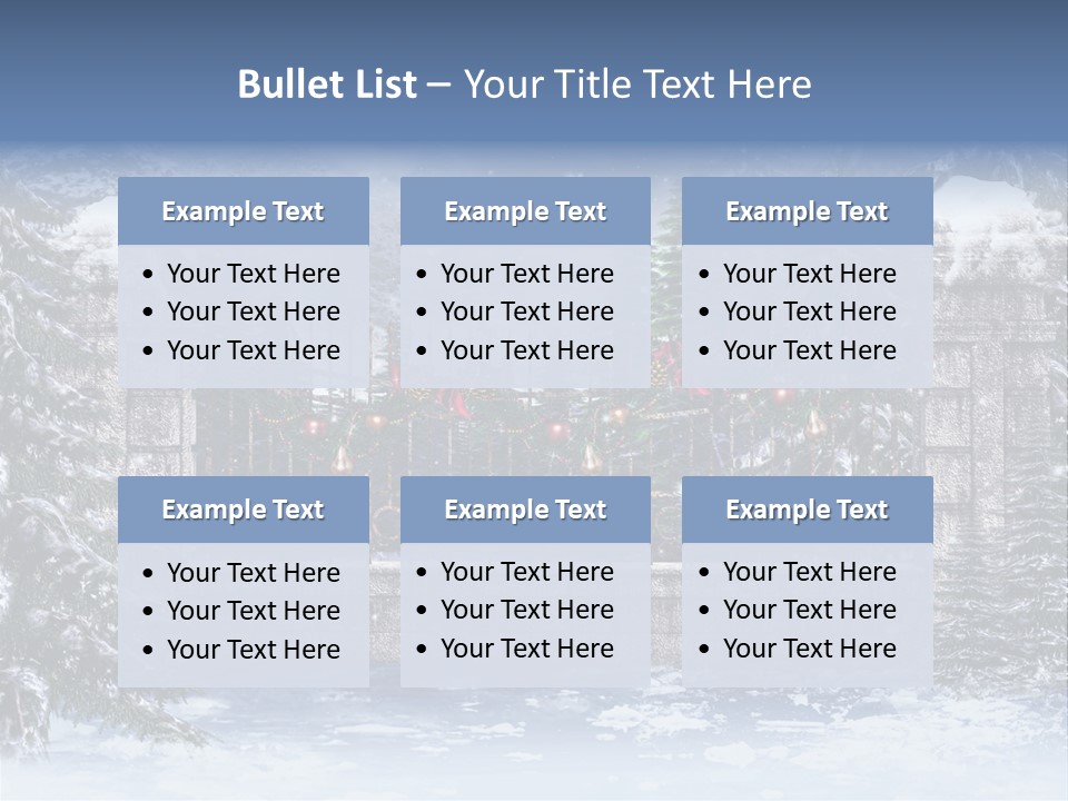 A Gate With Christmas Decorations On It In The Snow PowerPoint Template