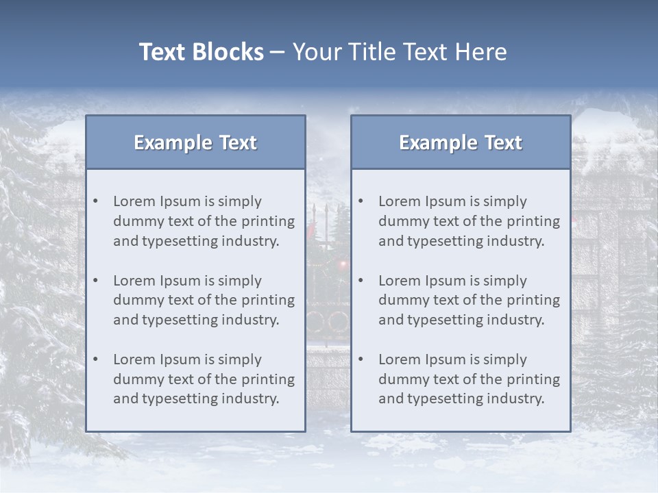 A Gate With Christmas Decorations On It In The Snow PowerPoint Template