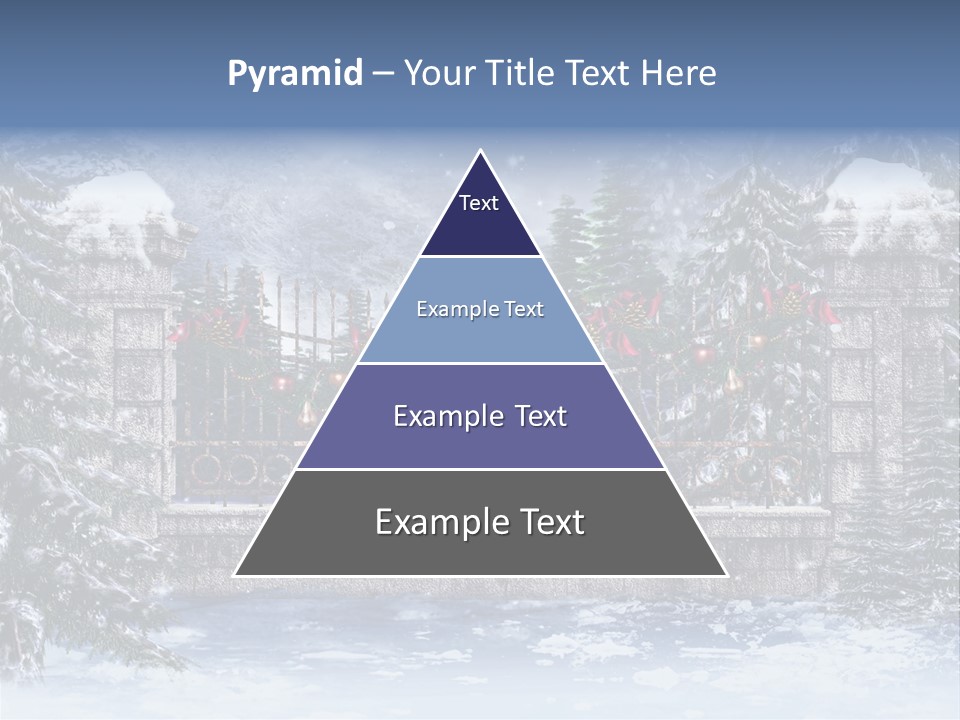 A Gate With Christmas Decorations On It In The Snow PowerPoint Template
