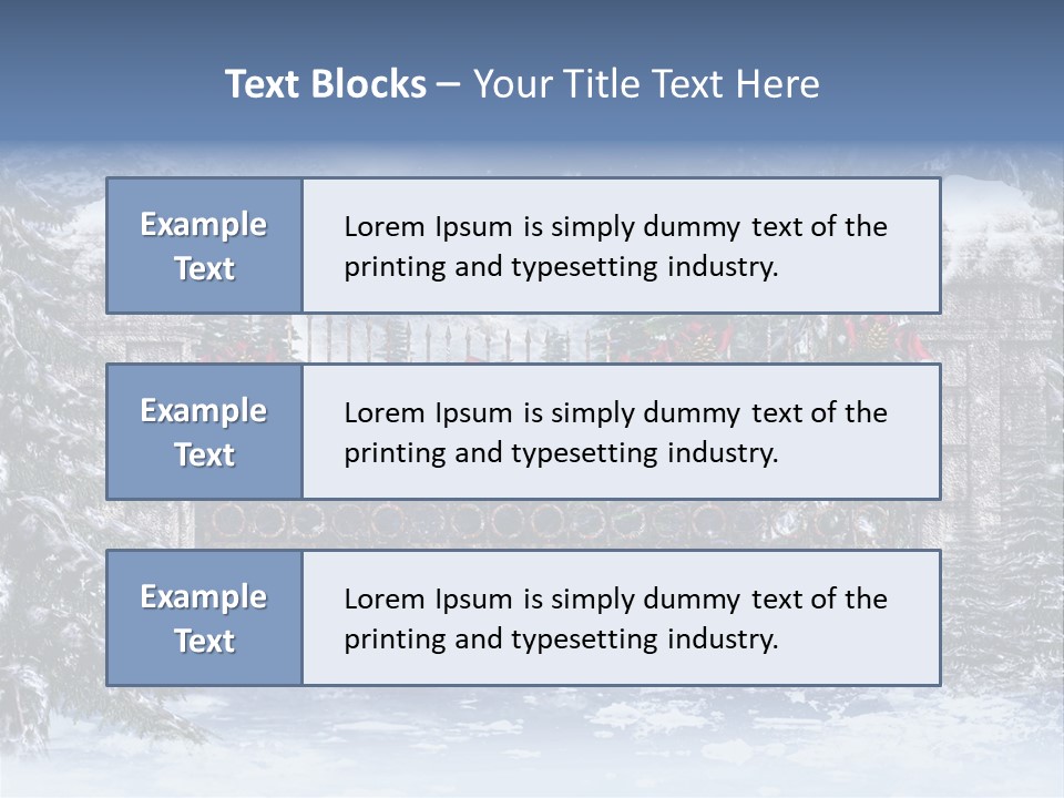 A Gate With Christmas Decorations On It In The Snow PowerPoint Template