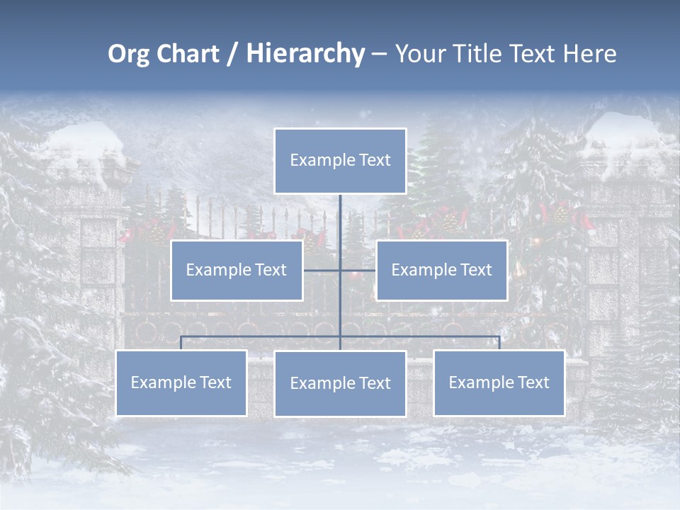 A Gate With Christmas Decorations On It In The Snow PowerPoint Template